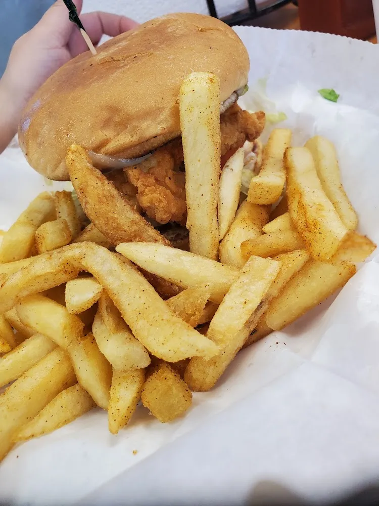 Chicken Sandwich and Seasoned Fries